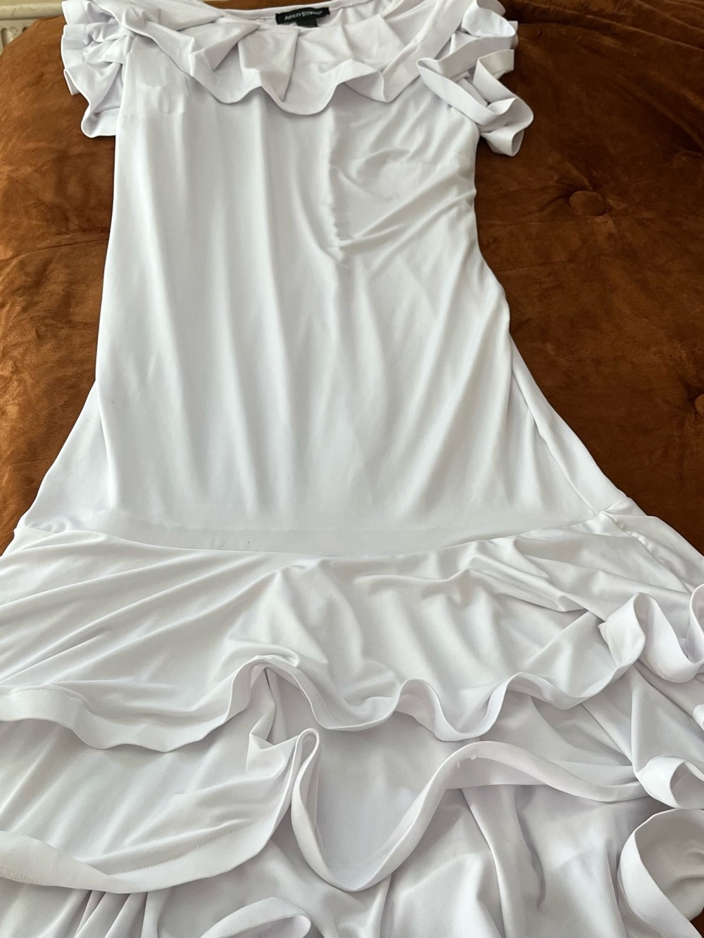 Ashley Stewart White Ruffle Midi Dress size 14/16